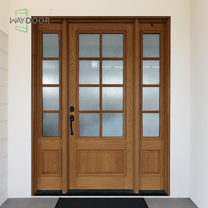 Cam Sidelights ile belgelendirme giriş ahşap kapı ses geçirmez maun meşe katı ahşap ön giriş çift Sidelites kapı - Product Image 1