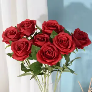 YIWAN-flores artificiales de seda de una sola rama alta, Rosa grande, Camelia, decoración hecha a mano para boda, venta al por mayor