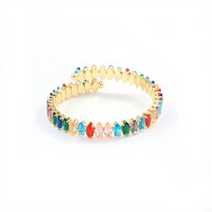Bracelet Marquise en Zircon pour Femme, en Alliage de Cuivre avec Sertissage Clos, Bijou de Soirée Scintillant, Bracelet Rigide en Cristal, Tendance et Luxe Léger - Product Image 5