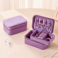 Boîte à bijoux de luxe en velours double couche, petite boîte de rangement pour bijoux de voyage, pour bagues, boucles d'oreilles, colliers, étui portable