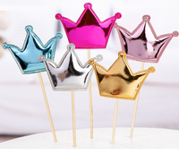 50PCS Shiny Gold Silber Fünf-Punkt-Stern und Herz Cake Topper Set Elegante Kronen dekorationen für Geburtstag Hochzeits feier Dessert