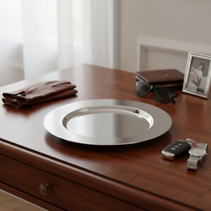 Vassoio Portaoggetti in Acciaio da 28 cm, Accessorio Decorativo da Tavola Senza Scatola - Product Image 3