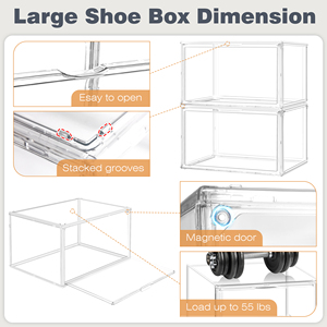 DAYOOH Boîte à chaussures multifonctionnelle en <span class=keywords><strong>acrylique</strong></span> transparent 34*26*19cm avec ouverture latérale magnétique, empilable et portable, organisateur de rangement pour baskets - Product Image 3