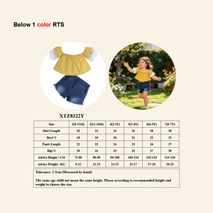 Abbigliamento all'ingrosso per bambine: Completo estivo 2 pezzi con top bianco a rose + pantaloncini in <span class=keywords><strong>jeans</strong></span>, vestito da festa per bambine, abbigliamento da spiaggia per bambini - Product Image 6