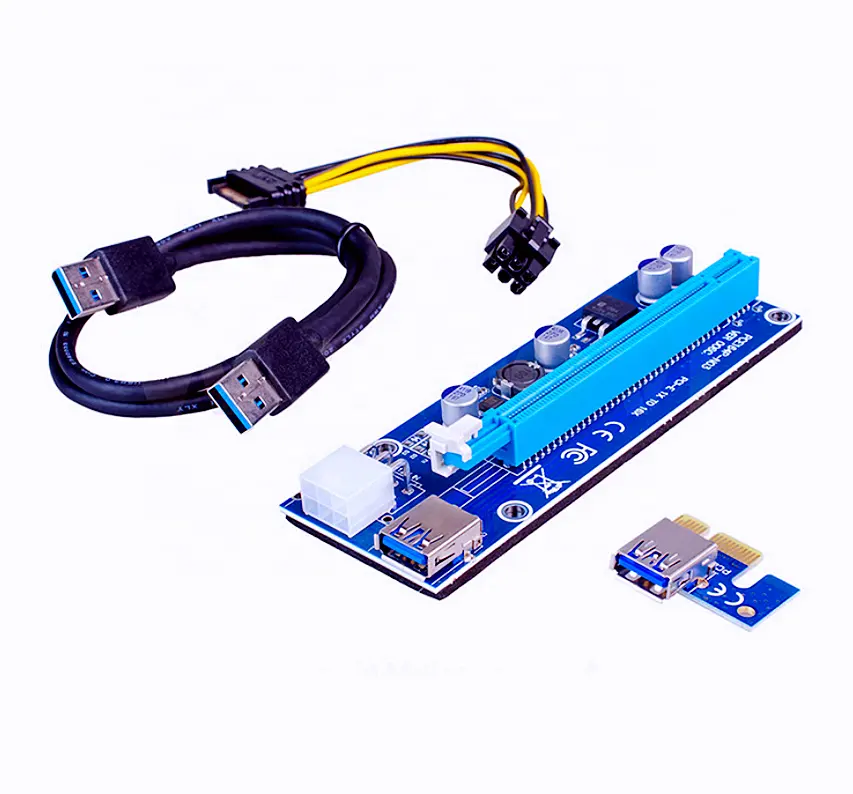 PCI-E 006C gpu card riser PCI-e X1 To X16 Riser Card USB3.0 Cable 60cm SATA to 6Pin PCIe riser 006