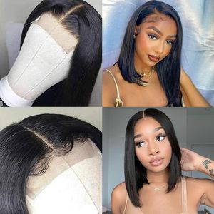 4*4 Bob Tóc Giả Peru xương thẳng màu sắc tự nhiên Trinh Nữ tóc giả tóc con người nhà cung cấp Trong Suốt Ren đóng cửa tóc giả ngắn cho phụ nữ - Product Image 3