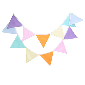 Olorful enennant llags ananner astastel ececor RIC Abric ririangle lag para Party Decoration - Product Image 1