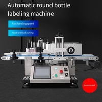 Machine d'étiquetage de bouteilles cylindriques électrique compacte de comptoir avec moteur pour l'emballage de cosmétiques, de boissons, de sacs, de cartons et de barils