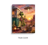 Art mural sur toile au design tendance, peinture sur toile Vogue Alien UFO pour décoration murale