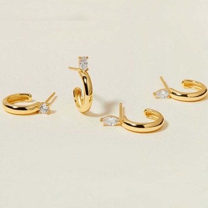 Gemnel 925スターリングシルバーダイヤモンドフープイヤリング女性用 - Product Image 5