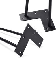 Vente chaude Noir Revêtement En Poudre En Acier Épingle À Cheveux Pieds De Table pour Canapé Armoire Cuisine Salon Chambre avec Protecteurs De Sol