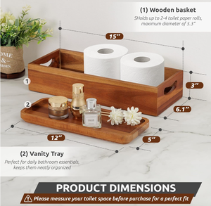 Vente chaude : Ensemble de rangement à deux niveaux en bois d'acacia naturel, fait main, moderne, pour salon et coiffeuse, pour le rangement à domicile - Product Image 5