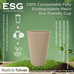 Taiwan Green Technology 12oz (300cc) Compostable <b>Reusable</b> <b>Cup</b> Tea Fiber Biodegradable Resin | Sustainable Solution for - Product Image 4