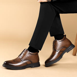 Nuevos Zapatos Casuales de Cuero para Hombre, Estilo Empresarial Simple, Suela Antideslizante Suave, Resistente al Desgaste, Calzado Formal con Parte Superior de Malla Impermeable - Product Image 4