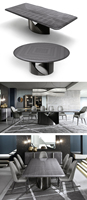 Grande cuisine moderne personnalisée, ensemble de table à manger en marbre carré noir avec 6 8 chaises, meubles de salle à manger