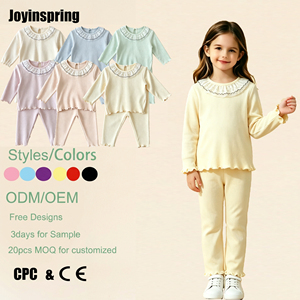 Offerta Speciale: Completo per Bambine con Maglia a Costine, Colletto con Volant, Maniche Lunghe e Pantaloni, Colori Personalizzabili - Product Image 1