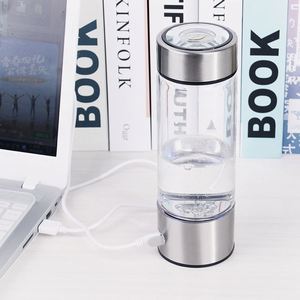 Bouteille d'eau portable rechargeable en verre enrichie en hydrogène avec couvercle, ioniseur de voyage, tasse cadeau, isolation thermique de luxe - Product Image 4