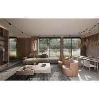 Service complet de matériaux de construction et de design d'intérieur Wabi-Sabi, luxe, chêne naturel, neutre, salon, appartement