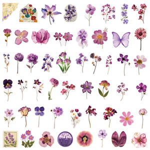 50 Pegatinas Decorativas Transparentes con Diseño Floral <span class=keywords><strong>Morado</strong></span> para Ventanas, Botellas, Decoración Estética, Pegatinas de Lavanda para Marcapáginas - Product Image 3