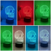 Sunssy 3D crâne principal créatif USB veilleuse veilleuse Base atmosphère lumière décorative pour amis Halloween cadeau de vacances