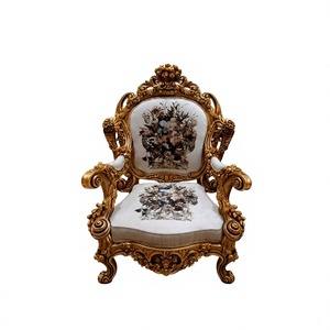 Royal Traditional Convertible Set Single Seater <b>Sofa</b> Hand-Carved Solid Wood Frame Premium Upholstered <b>Foam</b> Cushion Accent Chair - Product Image 5
