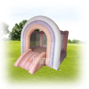 Uso domestico rosa pastello blu su misura arcobaleno design 6ft 8ft indoor gonfiabile salto buttafuori casa per il divertimento dei bambini