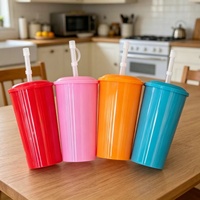 Gobelet en plastique PP 16OZ avec couvercle arqué, gobelet pour enfants réutilisable, possibilité d'imprimer un logo, design de dessin animé, moderne, simple, portable, Chine