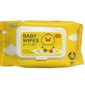 Gele Verpakking 60 Stuks Doekjes Huidvriendelijk Nat Weefsel Voor Vrouwen Gezicht Hand-En Monddoekjes Voor Baby