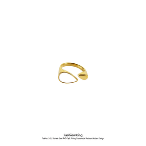 Fashion <b>Ring</b> 316L Stainless Steel PVD Gold Plating Sustainable Resistant Modern Design - Product Image 2