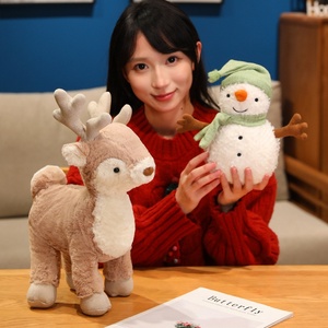 Simpatico Peluche Natalizio a Forma di Pupazzo di Neve e Renna, Bambola di <span class=keywords><strong>Cervo</strong></span> Sika Imbottita in Cotone PP, Giocattolo Confortevole per Bambini Unisex da 0-24 Mesi - Product Image 2