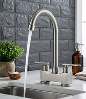 Robinet de cuisine en acier inoxydable 304, mitigeur chaud/froid à double poignée, pivotant à 360° avec aérateur, robinet de lavabo moderne pour cuisine