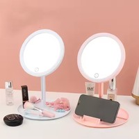 Miroir de maquillage portable rechargeable Lanson Howlighting à LED ronde 3 couleurs avec charge USB, lampe de vanité pour salon