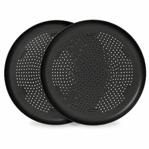 Emporio Paquete de 2 Sartenes Antiadherentes para Pizza de 16 Pulgadas, Bandeja de Acero al Carbono con Orificios Perforados, Libre de PFOA, PFOS, PTFE, Apta para Lavavajillas y Horno hasta 450°F - Product Image 4