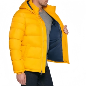 Manteau matelassé jaune à capuche pour <span class=keywords><strong>homme</strong></span> 2026, chaud et rembourré pour l'hiver, avec rembourrage en alternative au duvet et design extérieur élégant - Product Image 5