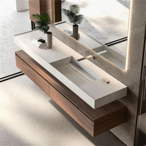 CBMmart Tocador <span class=keywords><strong>de</strong></span> <span class=keywords><strong>Baño</strong></span> Moderno <span class=keywords><strong>de</strong></span> Madera Maciza Montado en la Pared <span class=keywords><strong>con</strong></span> Gabinetes <span class=keywords><strong>de</strong></span> <span class=keywords><strong>Espejo</strong></span>, Gran Venta - Product Image 1