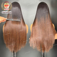 #4 Chocolate Brown Ombre Lace Front Peluca de cabello humano 200% Densidad Glueless HD Peluca de encaje Raw Indian 13X6 Hueso Peluca recta para mujeres