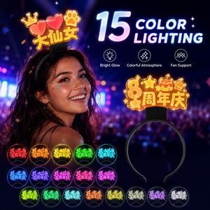 Durable Plastic Light-Up Hair Hoop Kids Glowing <b>Headband</b> Photo Prop for Birthday Parties and Carnival Children's Gifts - Product Image 4