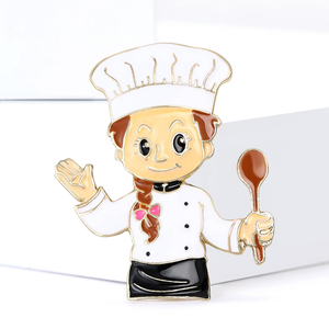 Broche de chef créative au design dernier cri, badge en alliage de personnage de dessin animé, cadeau pour chef de <span class=keywords><strong>restaurant</strong></span>, bijoux, broche de col, broche de costume - Product Image 1