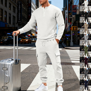 Ensemble de travail rétro pour homme, style américain, ample, épais, à motif texturé, manches longues, collection automne-hiver - Product Image 4