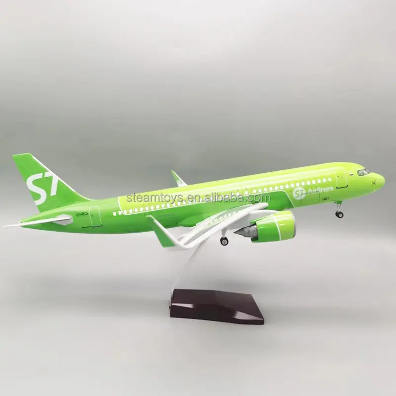 Modelo de avión de resina de 18,5 '47CM S7 Airlines OAO Russia Airways A320 modelo de avión de resina con luz LED se aceptan calcomanías personalizadas