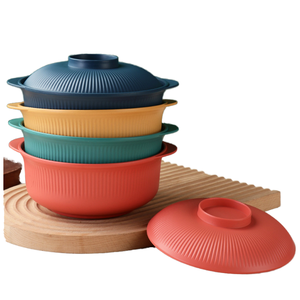 Service de vaisselle jetable Younis en plastique PP moderne de haute qualité, motif rayé fruits, personnalisable, en stock pour dortoirs étudiants - Product Image 1