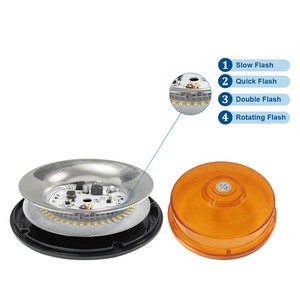 Luz de Emergencia Ámbar, <span class=keywords><strong>Baliza</strong></span> de Advertencia LED <span class=keywords><strong>Circular</strong></span> Intermitente con Base Magnética para Maquinaria Agrícola, Autobuses y Vehículos - Product Image 3