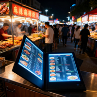 Buku Menu Restoran Tebal dengan Lampu LED, Sampul Kulit Persegi Panjang Tahan Air, Dapat Diisi Ulang, dengan Warna Kustom