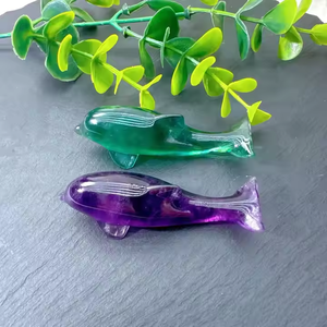 Nhà Máy Bán Buôn Chữa Bệnh Tay Đá Thủ Công Mỹ Nghệ Tinh Thể Thạch Anh fluorite Động Vật Khắc Đầy Màu Sắc Kẹo fluorite Cá Heo Để Bán - Product Image 6