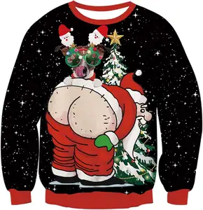 Unisex hässliche Weihnachts-Sweatshirts 3d bedruckte Pullover Langarm-Pullover-Shirts