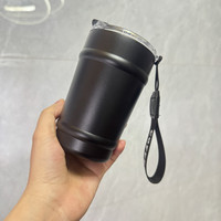 Gobelet isotherme écologique en acier inoxydable 304, tasse à café de voyage, gobelet isotherme sous vide avec cordon et couvercle anti-fuite