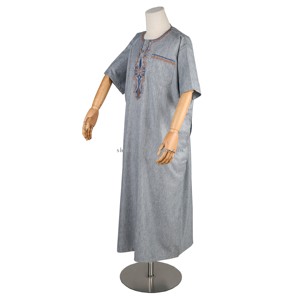 Ultima 2024 manica corta collo morbido Zip <span class=keywords><strong>Africa</strong></span> ragazzo musulmano pregando Jalabiya abbigliamento islamico Jubah Boubou abito <span class=keywords><strong>marocco</strong></span> - Product Image 2