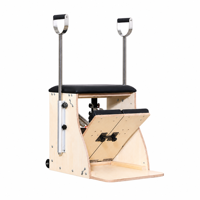 Chaise Wunda de Pilates en bois d'érable Lenton avec poteau en acier - Machine de Pilates et de yoga multifonctionnelle portable pour la maison