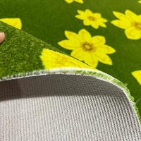 Tapis en peluche vert imprimé personnalisé - Tapis de bienvenue de golf à motif floral exclusif avec logo, tapis de sol pour ascenseur, résistant à l'eau, en laine/soie