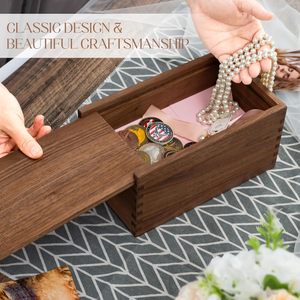 Caja Rectangular de Madera de Nogal con Tapa Deslizante <span class=keywords><strong>y</strong></span> Decoración de Madera con <span class=keywords><strong>Nombre</strong></span> Personalizado, Caja de Almacenamiento para Recuerdos <span class=keywords><strong>y</strong></span> Fotos - Product Image 2